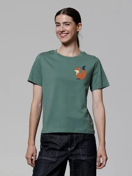 watapparel watapparel T-Shirt Frauen Cute Fox, Green bay, – Produktbild 2 von 3