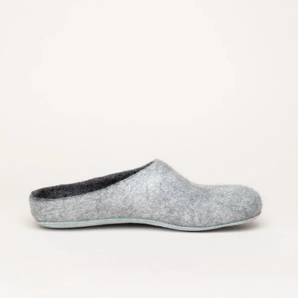 Magicfelt Magicfelt Filz-Hausschuh AP 701 aus 100% Merino-Wolle Pantoffeln für Damen & Herren mit Ledersohle, Hell-grau, – Produktbild 2 von 4