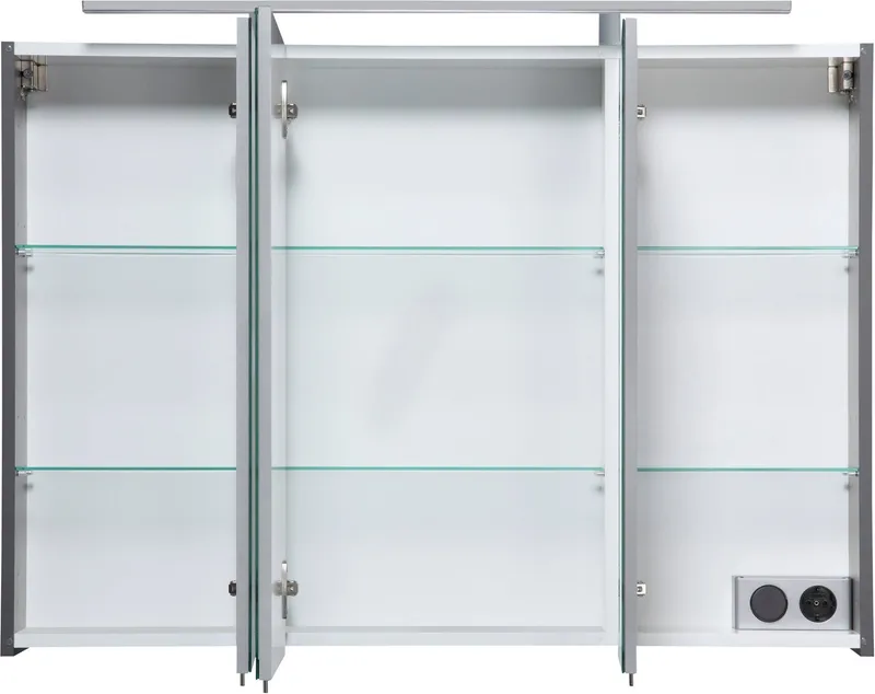 welltime Spiegelschrank Torino, Spiegelschrank, Made in Germany, B: 100 cm Solide Verarbeitung - Dieses Produkt ist in Deutschland gefertigt, Grau, – Produktbild 3 von 5