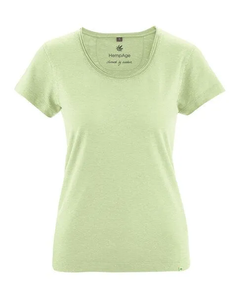 HempAge HempAge Damen T-Shirt mit Rollsaum Hanf/Bio-Baumwolle, Matcha (grün), – Produktbild 1 von 4