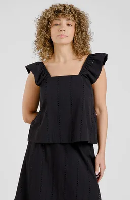 Dedicated DEDICATED Damen vegan Top Furusund Schiffli Schwarz – Produktbild 1 von 1