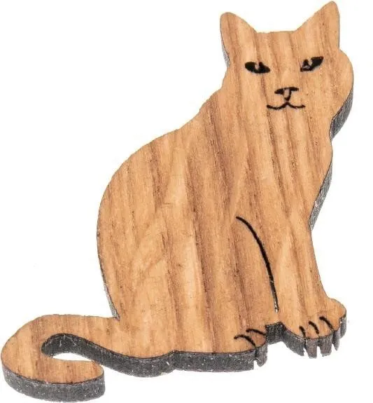 ReineNatur ReineNatur Katze Magnet aus Eichenholz geölt - 4er-Set – Produktbild 1 von 2