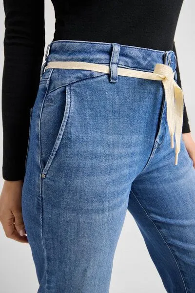 DAWN Damen Jeans DEW Flared High Waist French Pocket DAWN Bio-Baumwolle, Medium blue, – Produktbild 6 von 6