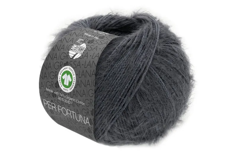 Lana Grossa Lana Grossa Per Fortuna GOTS Häkelwolle, 190 m, Grau, – Produktbild 3 von 6