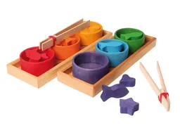 Grimms Grimms Sortierspiel Regenbogenschälchen aus Holz, 28-teilig, bunt lasiert Maße Rahmenlänge 30,5 cm – Produktbild 1 von 1