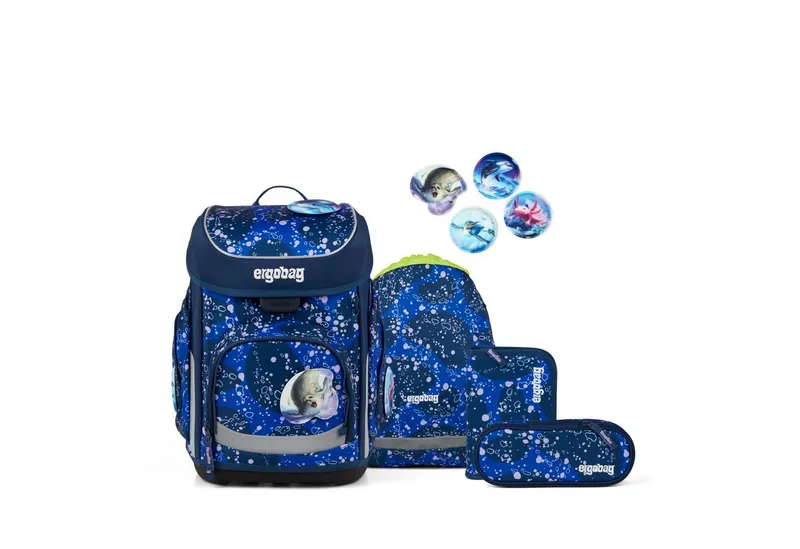 Ergobag Ergobag Schulranzen Schulranzen-Set CUBO OzeanBärwohner 5-teilig (5-teilig), ergonomisch, höhenverstellbar, Your-Size-System, ab 1. Klasse, Blau, – Produktbild 1 von 4