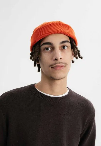 MELA MELA Feinstrick Mütze kurz Style LESH aus 100% Bio-Baumwolle, Orange brick, – Produktbild 2 von 4