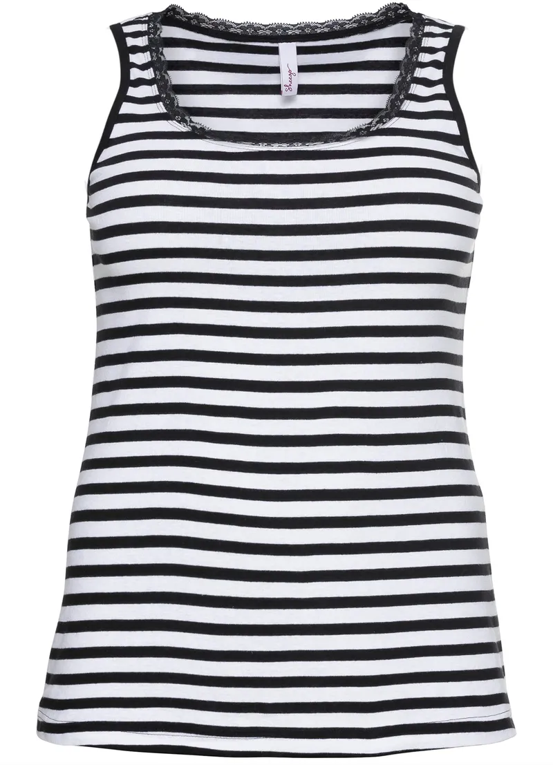 sheego Tanktop, Schwarz-weiß, – Produktbild 1 von 2