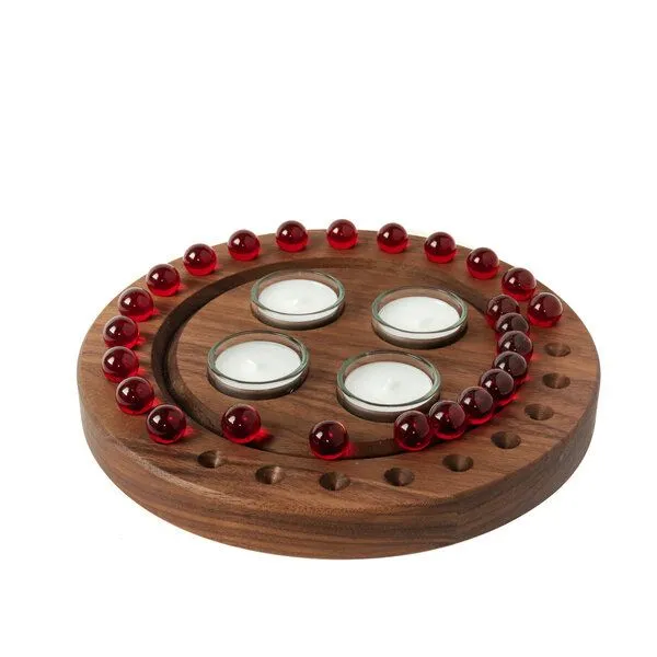 klotzaufklotz klotzaufklotz Adventskalender und Adventskranz mit Teelichtern, Rot, – Produktbild 1 von 8