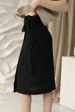 Amber Linen Amber Linen Damen vegan Wickelrock Vita Schwarz – Produktbild 1 von 1