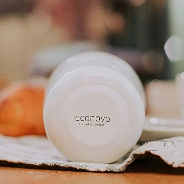 Econovo Econovo Keramik Becher Handgemacht 300ml, Weiss-grau (weiss), – Produktbild 4 von 4