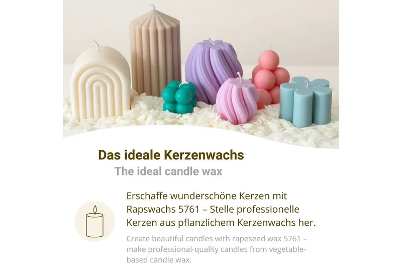 DistrEbution Bastelnaturmaterial Rapswachs Pastillen, Kerzenwachs 1–25 kg Veganes, pflanzliches Wachs, Kerzen gießen, ideal für Stumpenkerzen, Strukturkerzen & Motivkerzen – Produktbild 4 von 7