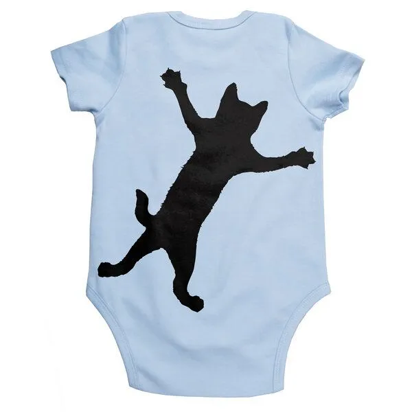 HANDGEDRUCKT HANDGEDRUCKT "Klammerkatze" Baby Body, Softblue, – Produktbild 1 von 4