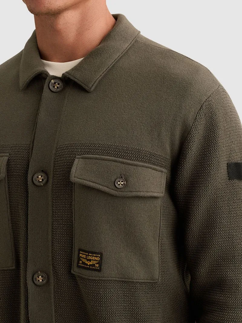 PME Legend PME Legend Mixed Textures Cardigan Beluga - Größe L, Grün, – Produktbild 4 von 5