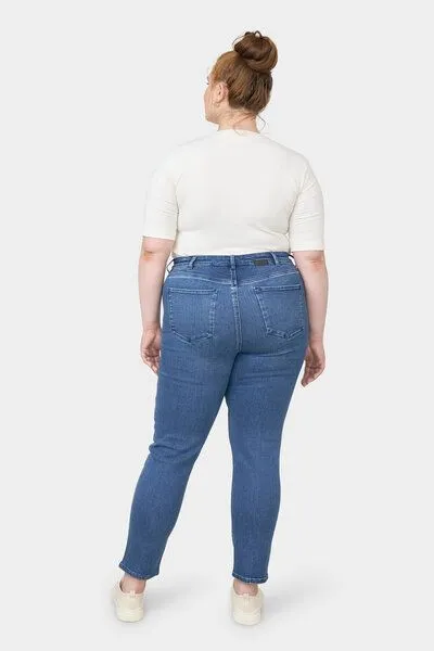 DAWN Damen Jeans SUN UP Organic Powerstretch DAWN Bio-Baumwolle Curvy, Medium blue, – Produktbild 4 von 5