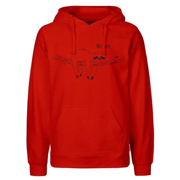 HANDGEDRUCKT HANDGEDRUCKT "Not Today..." Männer Hoody aus reiner Biobaumwolle (kbA), Red, – Produktbild 1 von 2