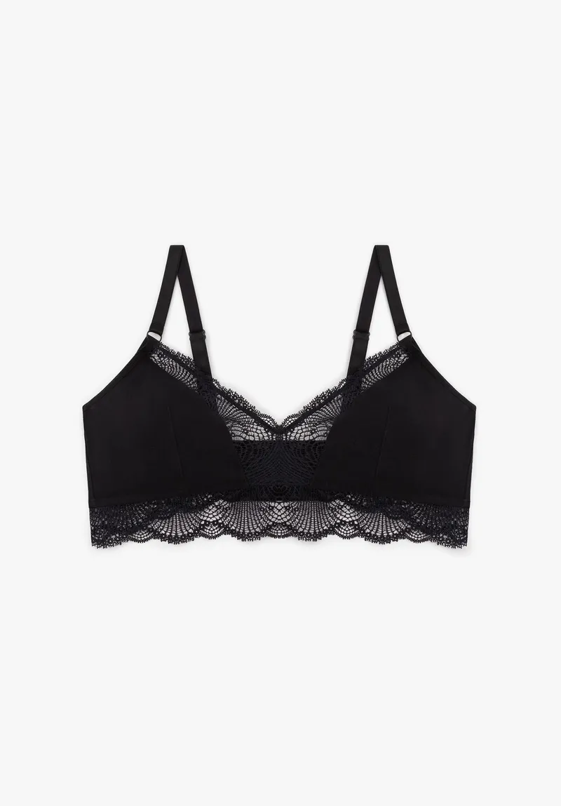 Lovjoi LOVJOI Damen vegan Bralette Stipa Schwarz, Schwarz, – Produktbild 1 von 2