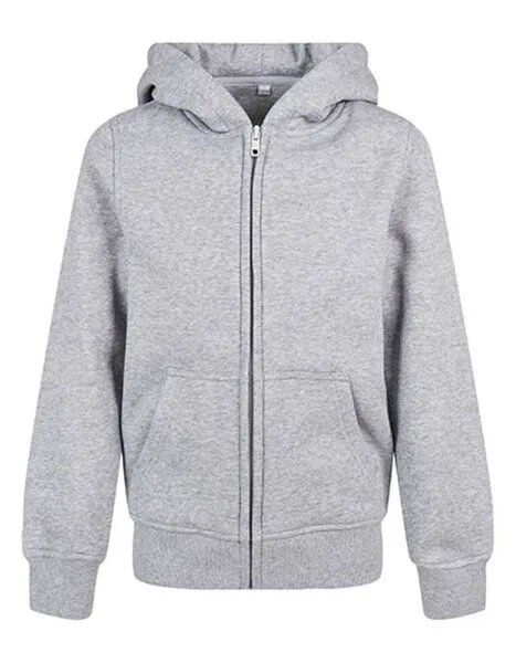 Build Your Brand Build Your Brand Kids´ Organic Basic Sweatjacke mit Kapuze, Grau (heather), – Produktbild 2 von 2