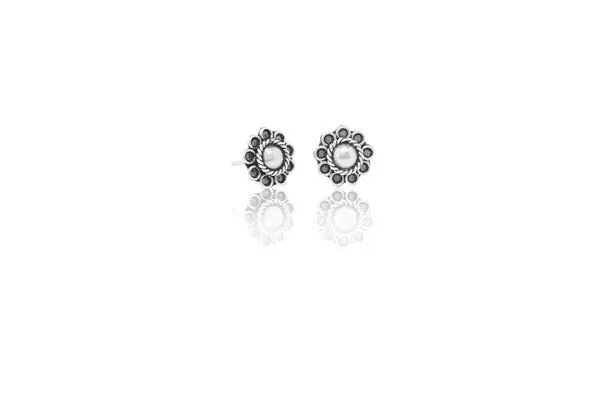 pakilia pakilia Silber Ohrstecker Blume fein Fair-Trade und handmade, Grün, – Produktbild 2 von 4