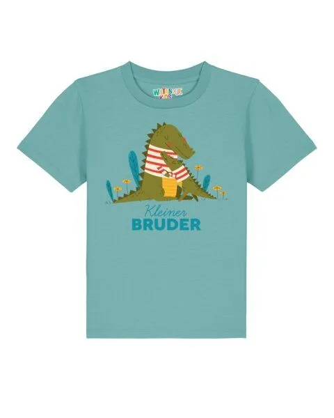 watabout.kids watabout.kids T-Shirt Kinder Krokodil Kleiner Bruder, Teal monstera, – Produktbild 1 von 2