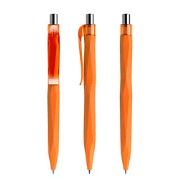 prodir prodir® Druckkugelschreiber QS20 Soft Touch PRT Push, blaue Mine, orange/silber poliert, Silber / orange, – Produktbild 1 von 1