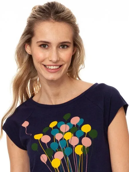FellHerz FellHerz Damen T-Shirt Balloons Girl Bio Fair, Midnight (blau), – Produktbild 3 von 4