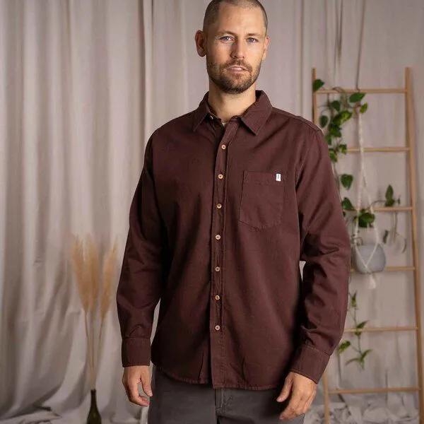 Vresh Clothing Vresh Clothing Vranklin - Hemd aus Biobaumwolle, Kastanie, – Produktbild 3 von 4