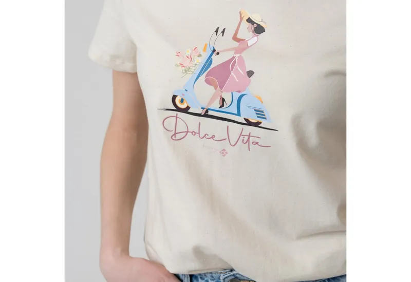 Bavarian Caps Bavarian Caps T-Shirt Bavarian Caps T-Shirt "Dolce Vita: Roller" - natur (T-Shirt, T-Shirt) BC Logo, Beige, – Produktbild 2 von 4