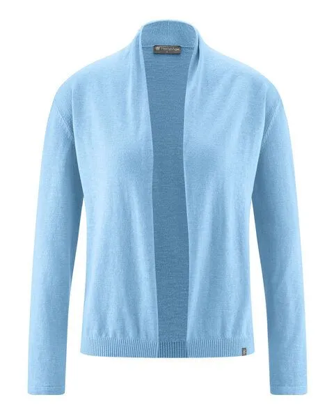 HempAge HempAge Damen-Cardigan mit Schalkragen Hanf/Biobaumwolle, Glacier (blau), – Produktbild 2 von 4