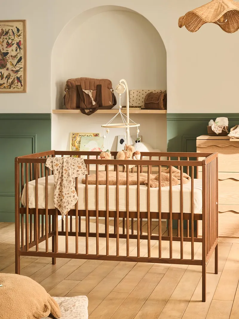 Vertbaudet Vertbaudet Babybett COCOON 60x120 cm Gitterbett, Nussbaum, – Produktbild 5 von 6