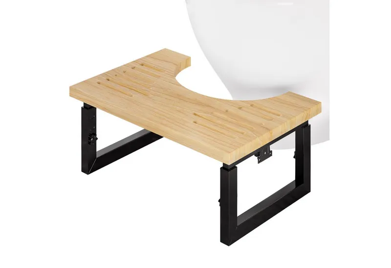 Yorbay Badhocker Bambus Toilettenhocker mit Klappfunktion, 3-Stufen Höheneinstellung, Rutschfeste Oberfläche – Produktbild 1 von 5