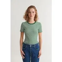Basic Apparel Basic Apparel Ludmilla T-Shirt mit Rundhalsausschnitt aus Bio-Baumwolle, Grün (gestreift-abundant), – Produktbild 1 von 1
