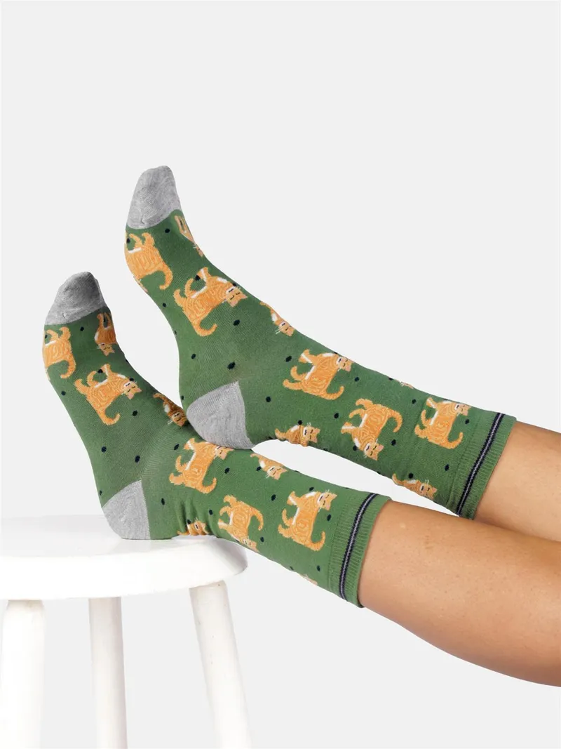 Thought Socken Modell: Cats & Dogs, Eucalyptus green, – Produktbild 1 von 1