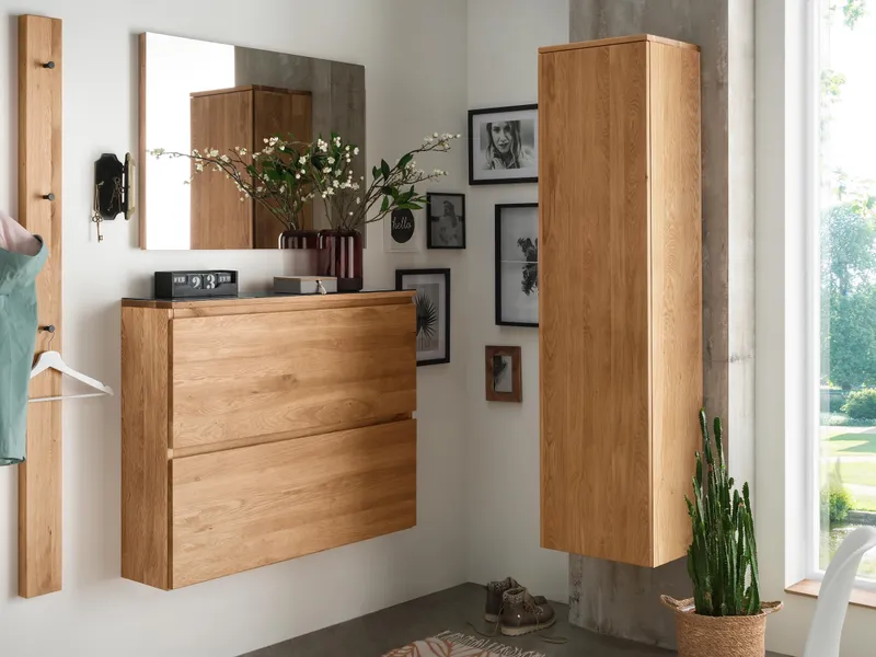 allnatura allnatura Hänge-Dielenschrank "Volitare" - Schnäppchen 2127-03284 | mit Spiegeltüre | H165xB40xT35 cm – Produktbild 2 von 2