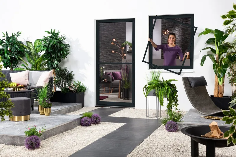 hecht international Insektenschutz-Fensterrahmen MASTER SLIM, Grau, – Produktbild 3 von 8
