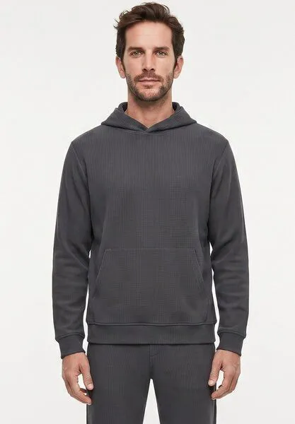 ORGANICATION ORGANICATION HECTORR | Waffel Hoodie aus Bio-Baumwolle & recyceltem Polyester, Grey, – Produktbild 1 von 5