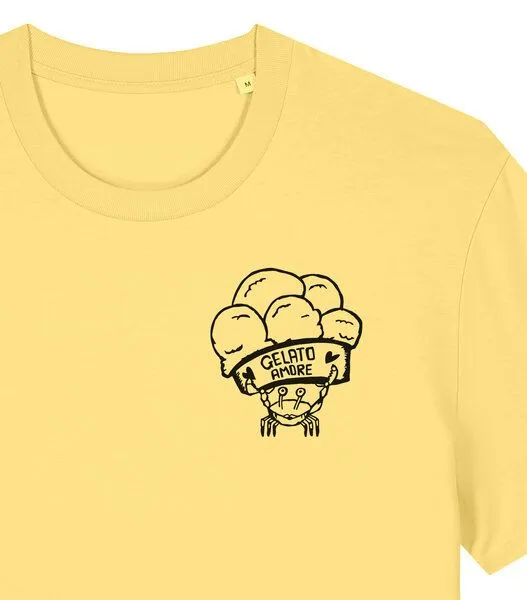 päfjes päfjes Gelato Amore / Eis Krabbe mit Eisbecher - Fair Bio Männer Unisex T-Shirt, Viva yellow (gelb), – Produktbild 2 von 4