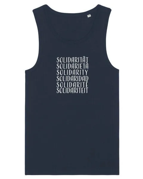 Human Family Human Family Herren Statement Tanktop aus Bio Baumwolle "Wake - Solidarity", Navy, – Produktbild 1 von 3