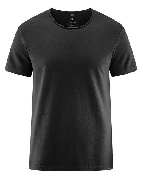 HempAge HempAge T-Shirt mit Rollsaum 56% Biobaumwolle, 44% Hanf, Black (schwarz), – Produktbild 3 von 4