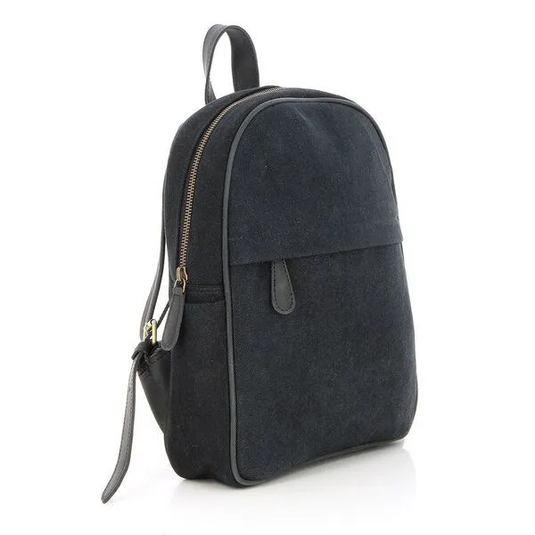 GLOBO Fair Trade GLOBO Fair Trade Kleiner Rucksack aus Canvas & mattem Ökoleder, Schwarz, – Produktbild 4 von 4