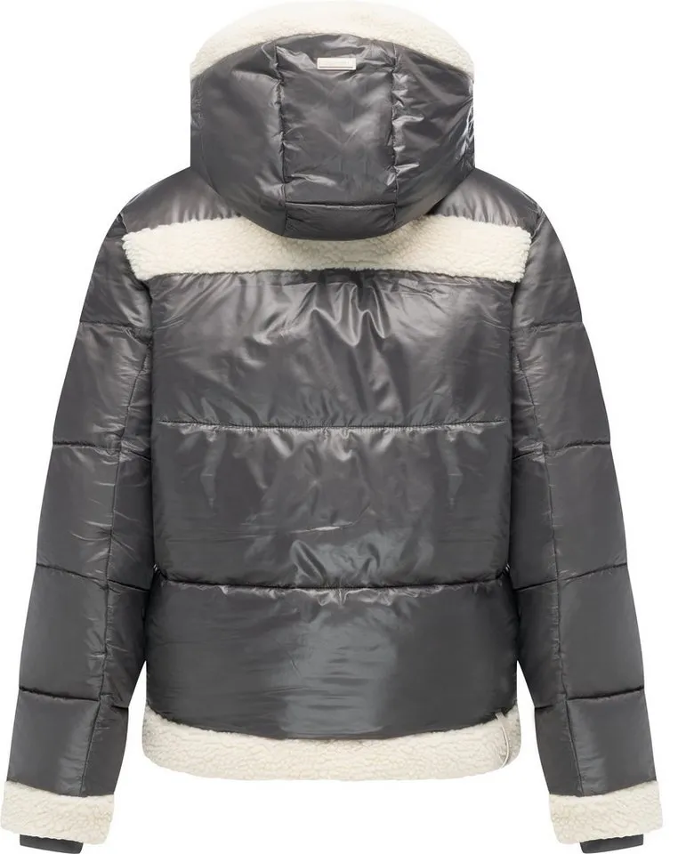 ragwear ragwear Winterjacke Editah Shiny YOUMODO Jacke mit Plüsch-Details und glänzender Optik, Grau, – Produktbild 4 von 4