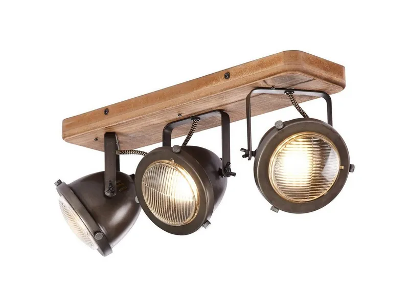 Brilliant Brilliant Deckenstrahler Carmen Wood, ohne Leuchtmittel, Spotbalken 3flg burned steel/holz, Braun, – Produktbild 3 von 4