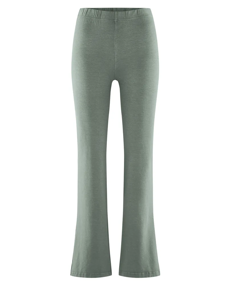 HempAge Hempage Damen vegan Hose Mit Ausgestelltem Bein Thymiangrün, Grün, – Produktbild 1 von 2