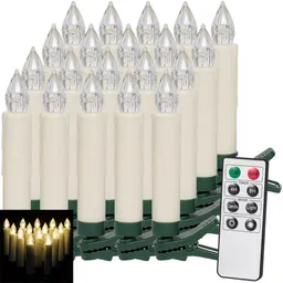 Casaria® Casaria Weihnachtsbaumkerze inkl Fernbedienung 20er Set 10,5x1,5cm warmweiß – Produktbild 1 von 1