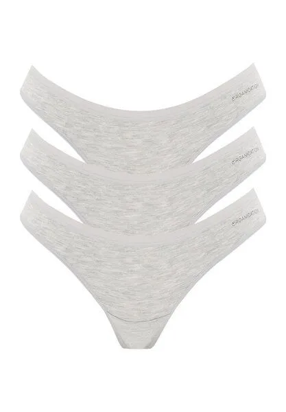ORGANICATION ORGANICATION KAVINN | Tanga aus Bio-Baumwolle und TENCEL Modal im 3er-Pack, Grey melange, – Produktbild 1 von 4