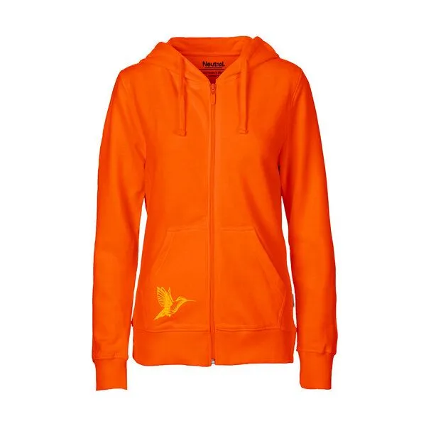 HANDGEDRUCKT HANDGEDRUCKT "Gartenfreude" Frauen Zip-HOODY aus reiner Biobaumwolle (kbA), Orange, – Produktbild 2 von 4