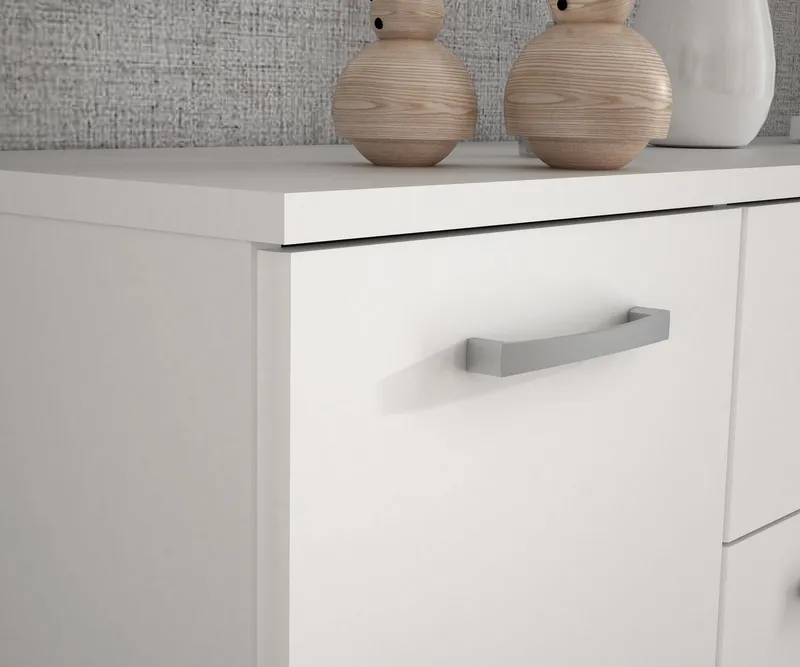 FORTE Kommode Kombikommode, Stauraum, Einlegeböden verstellbar, B/H/T ca.140/120/34 cm, viel Stauraum, PEFC zertifiziert, Weiß, – Produktbild 5 von 5
