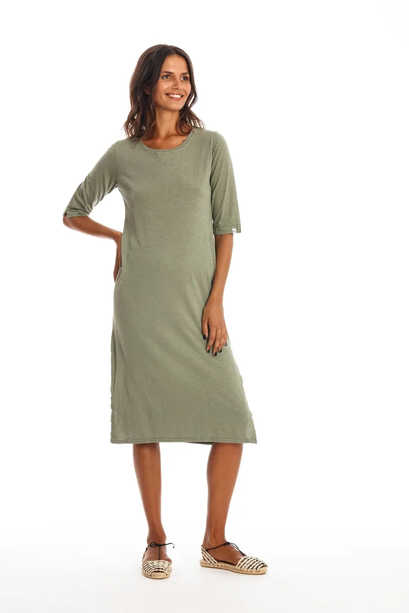 RAVENS VIEW IBIZA RAVENS VIEW IBIZA Damen vegan Kleid Mia Khaki Grün, Grün, – Produktbild 1 von 2