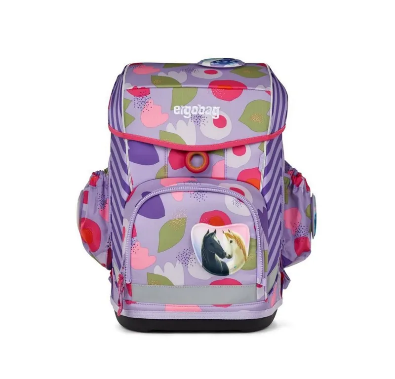 Ergobag Ergobag Schulranzen Cubo Light (5tlg., inkl. Federmäppchen, Schlamperrolle, Sportbeutel und Kletties), Blütenzaubär, – Produktbild 2 von 5
