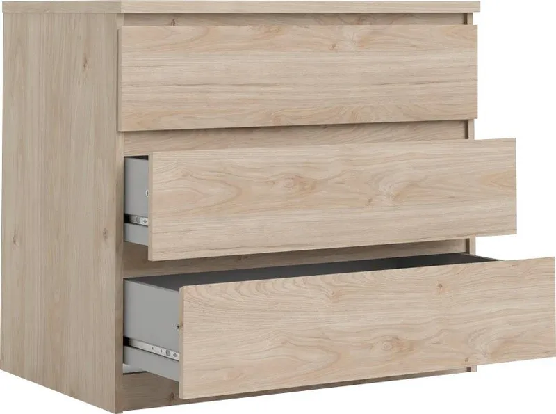 Home affaire Kommode Naia - 3 Schubladen mit griffloser Front, Made in Denmark (Breite: 77 cm, mehrere Farben), Viel Stauraum, zeitloses & skandinavisches Design, Metallgleiter, Braun, – Produktbild 8 von 8